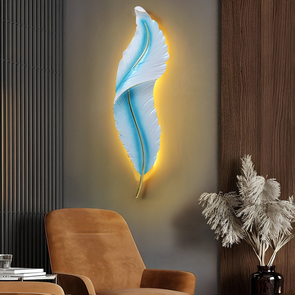 Wall Sconce - Luxury Feather LED Modern Lamp - Hallway Bedroom Light