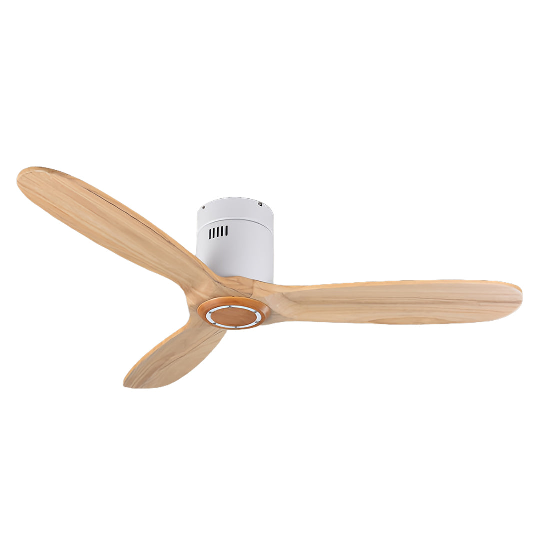 Solid Wood 3-Blade Ceiling Fan with Light & Remote