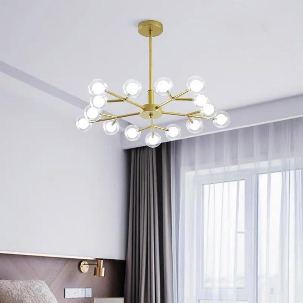 Sputnik Chandelier Modern 25-Light Glass Bubble Gold Black Pendant