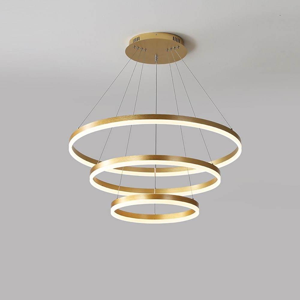 LED Chandelier Modern 3-Ring Trio Pendant Dimmable Bedroom Ceiling