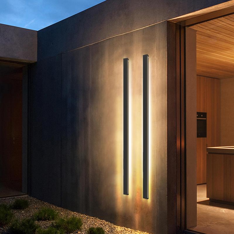 Outdoor Wall Sconce Modern Black Linear LED 40 inch Long Patio Light