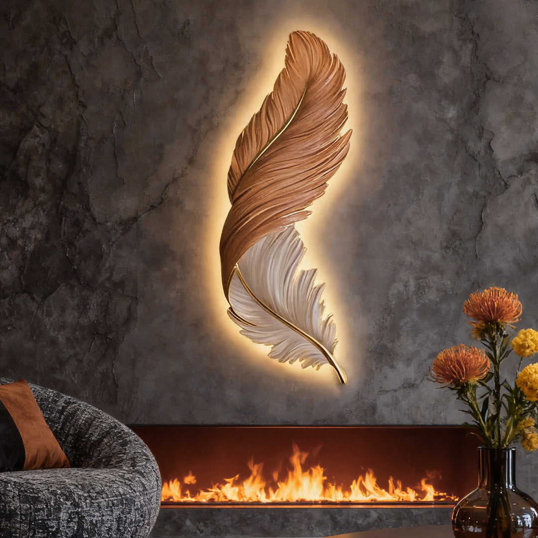 Wall Lamp Luxury Feather LED Art Deco Bedroom Living Room Sconce