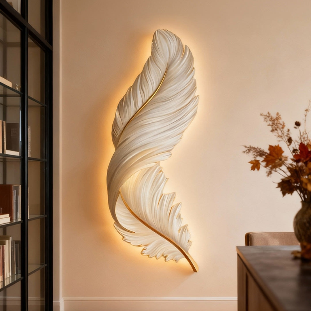 Wall Lamp Luxury Feather LED Art Deco Bedroom Living Room Sconce