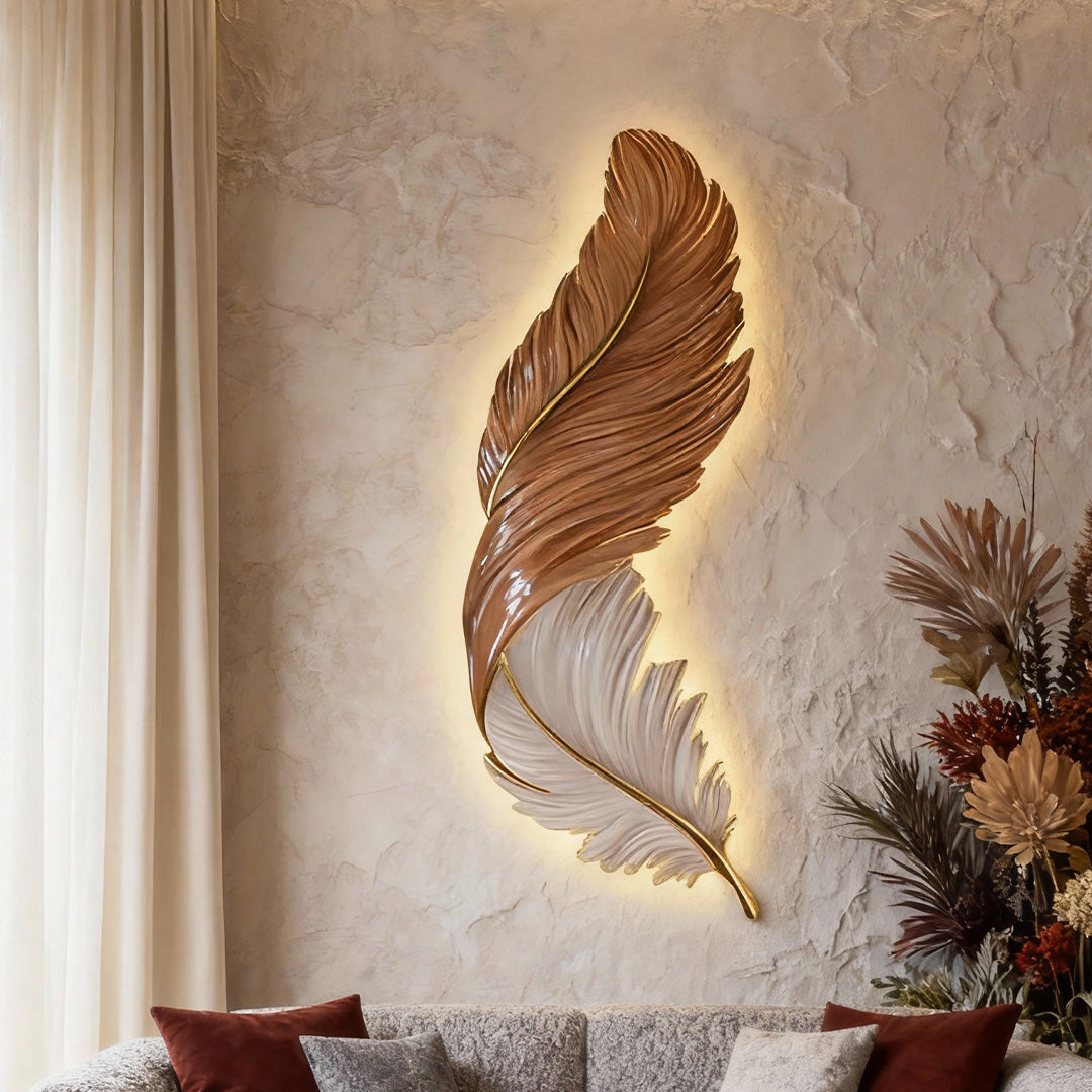 Wall Lamp Luxury Feather LED Art Deco Bedroom Living Room Sconce