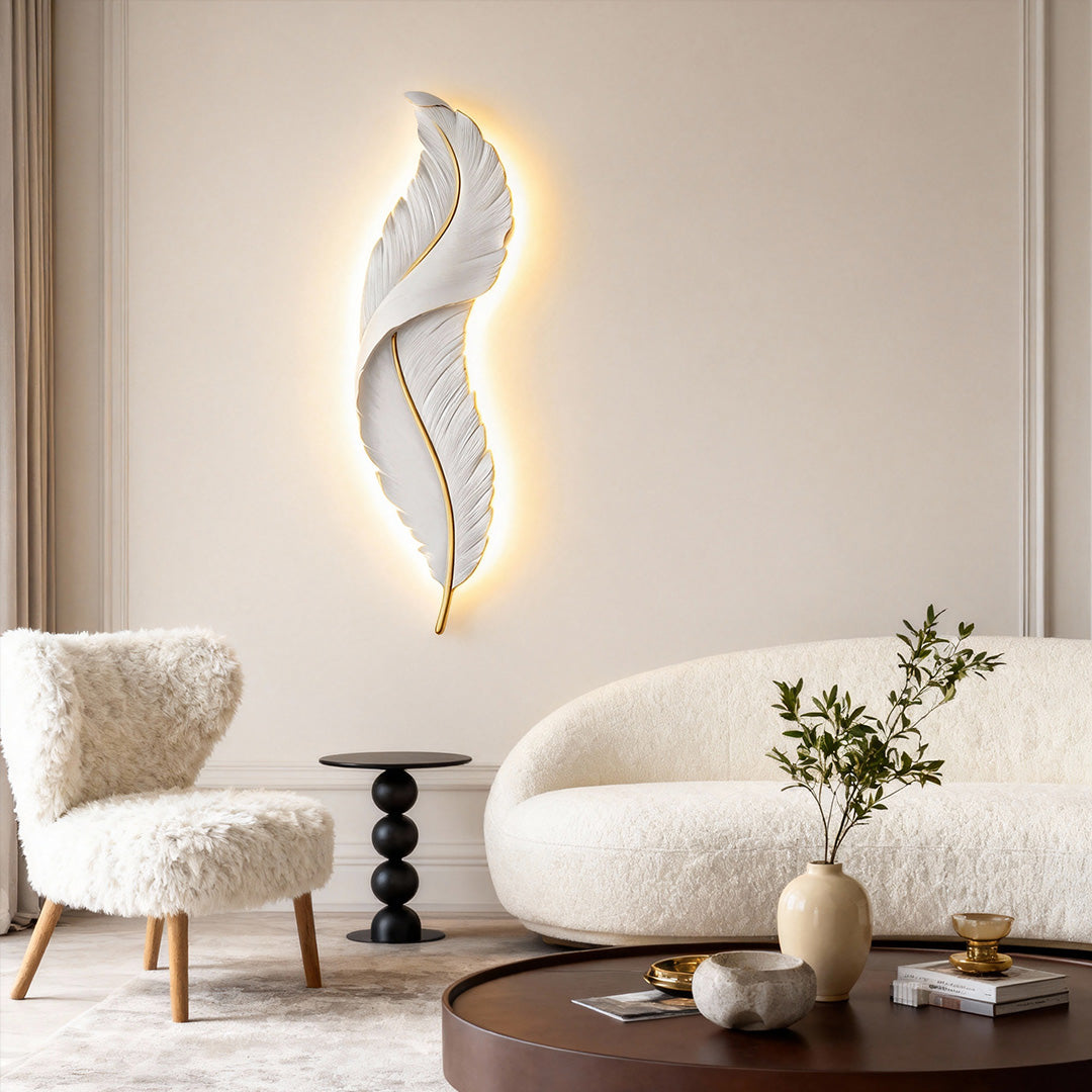 Wall Sconce - Luxury Feather LED Modern Lamp - Hallway Bedroom Light