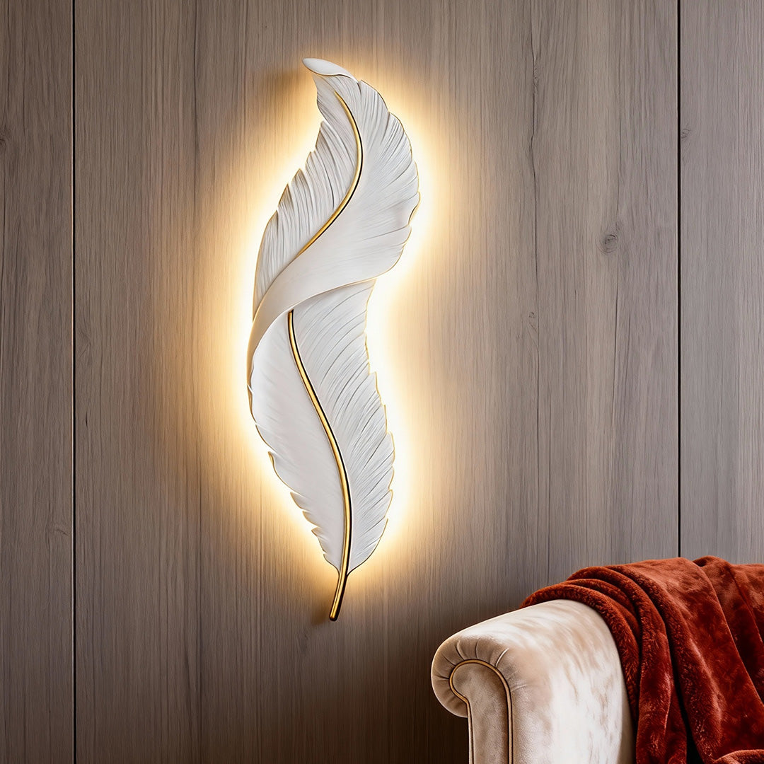 Wall Sconce - Luxury Feather LED Modern Lamp - Hallway Bedroom Light