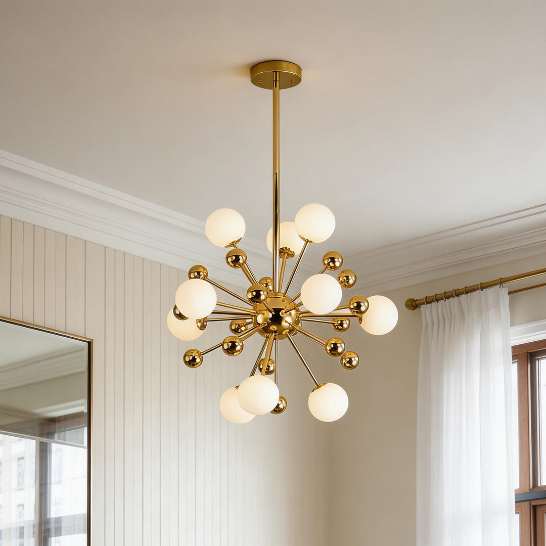 Sputnik Chandelier Modern 12-Light Gold Iron LED Nordic Ceiling Pendant