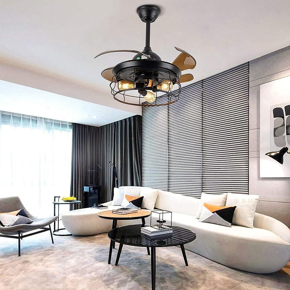 Farmhouse Retractable Ceiling Fan with Light