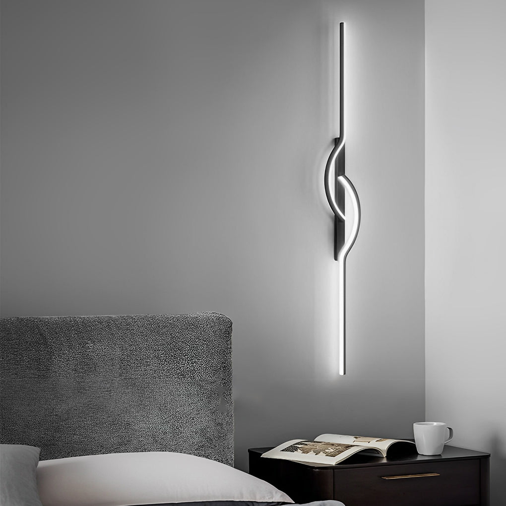 LED Wall Sconce - Modern Black Linear Bar Light - Indoor Bedroom Lamp