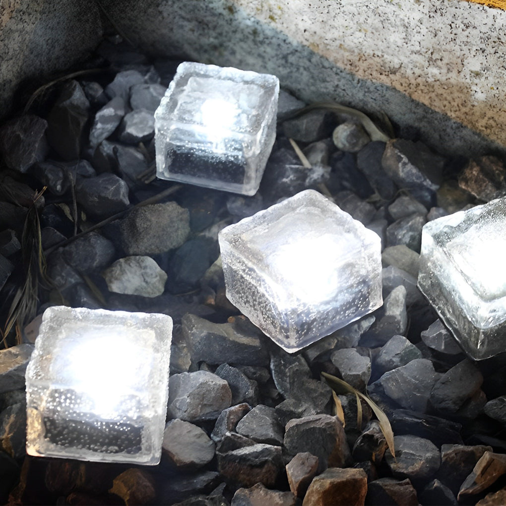 Solar Step Lights - Outdoor LED Ice Cube Deck - Pathway Garden Lamp