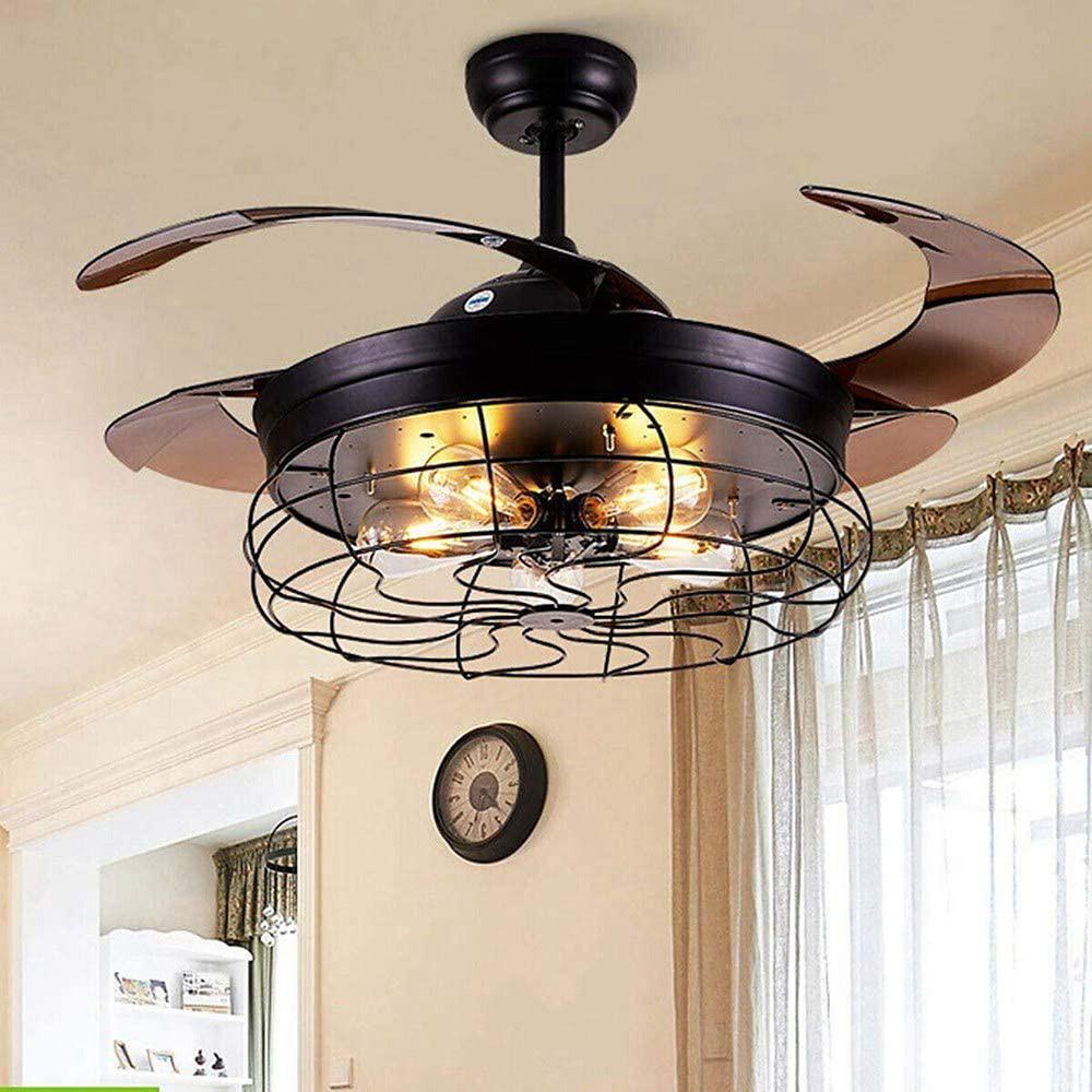 Farmhouse Retractable Ceiling Fan with Light