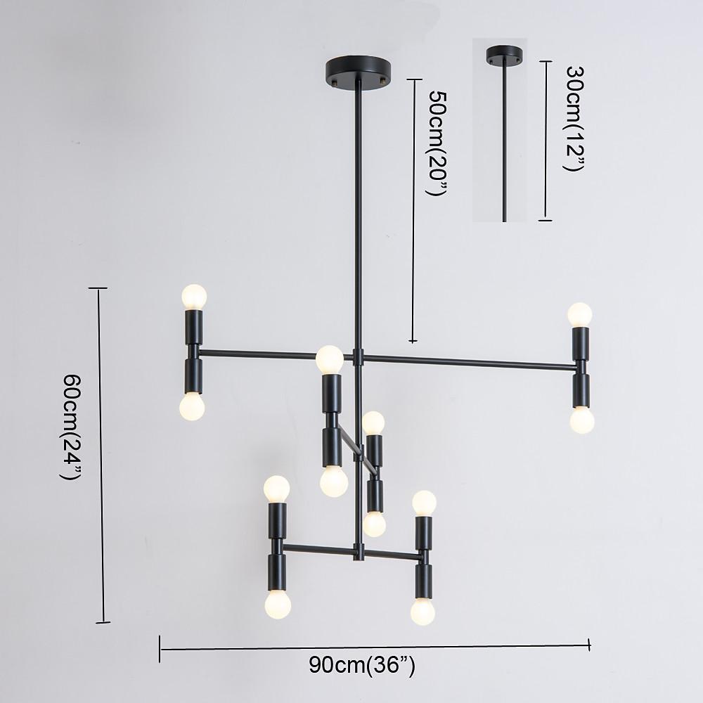 Pendant Light Modern 12-Light Adjustable Sculptural Gold Black Ceiling