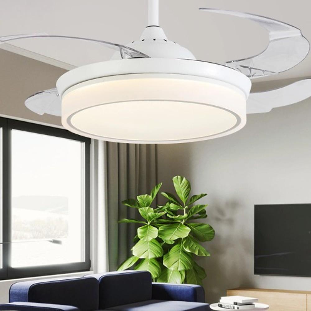 4-Blade Retractable Ceiling Fan with LED Light