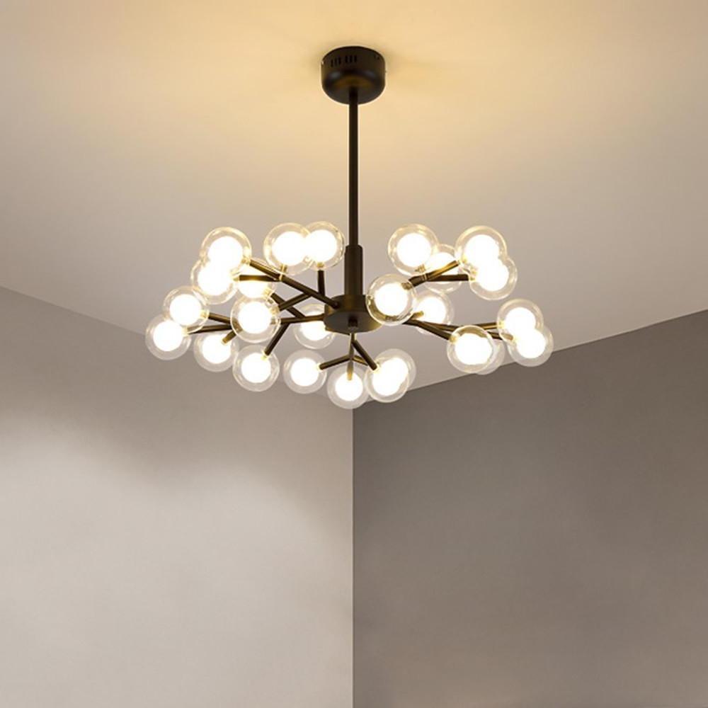 Sputnik Chandelier Modern 25-Light Glass Bubble Gold Black Pendant