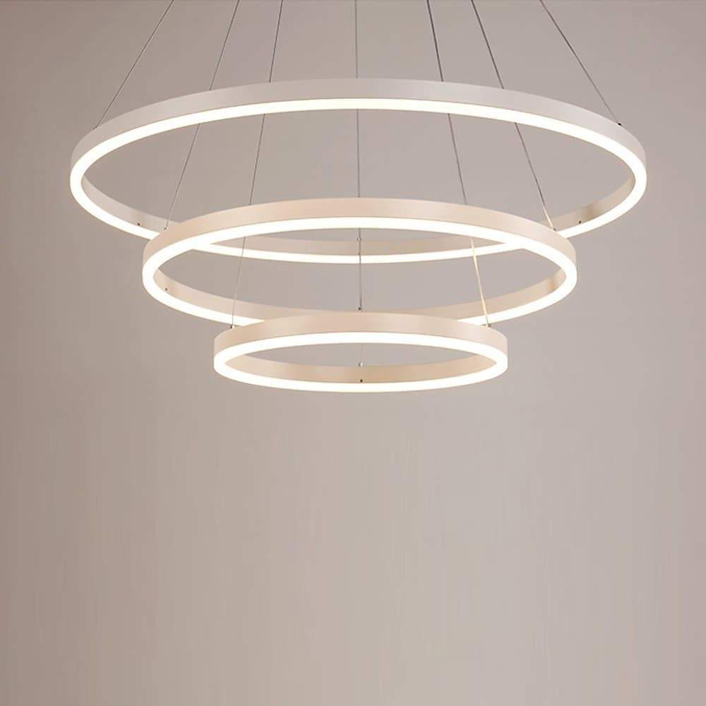 LED Chandelier Modern 3-Ring Trio Pendant Dimmable Bedroom Ceiling