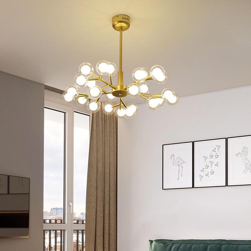 Sputnik Chandelier Modern 25-Light Glass Bubble Gold Black Pendant