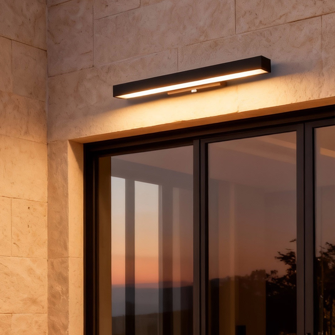 Outdoor Wall Light Modern Black Rectangle LED Motion Sensor Sconce