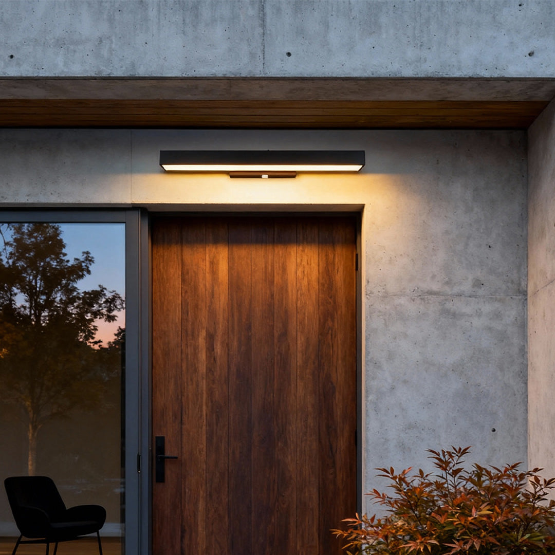 Outdoor Wall Light Modern Black Rectangle LED Motion Sensor Sconce