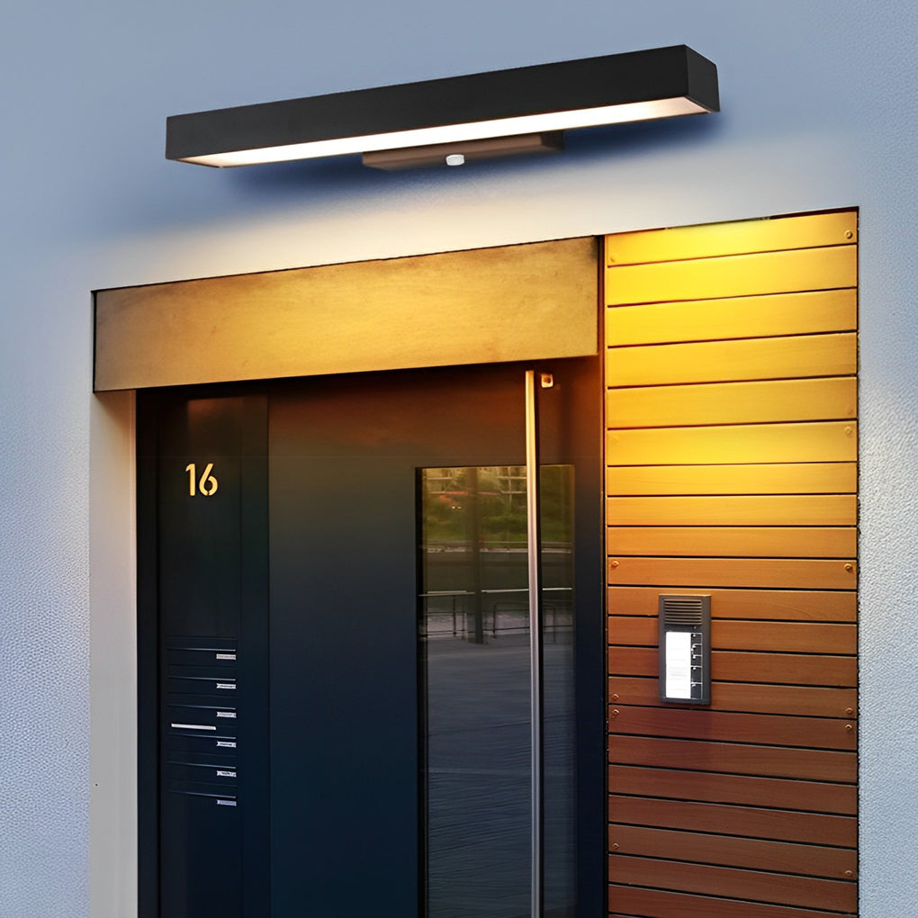 Outdoor Wall Light Modern Black Rectangle LED Motion Sensor Sconce