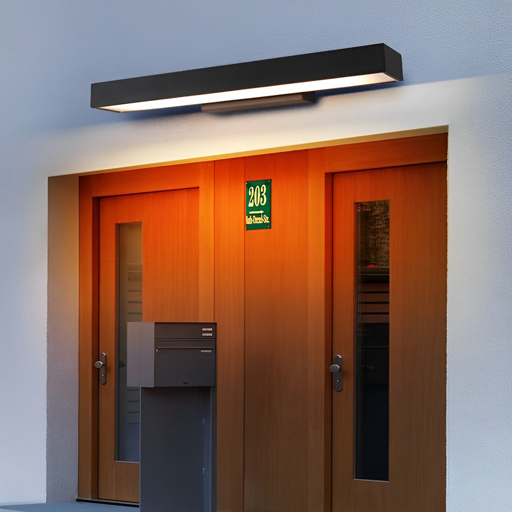 Outdoor Wall Light Modern Black Rectangle LED Motion Sensor Sconce