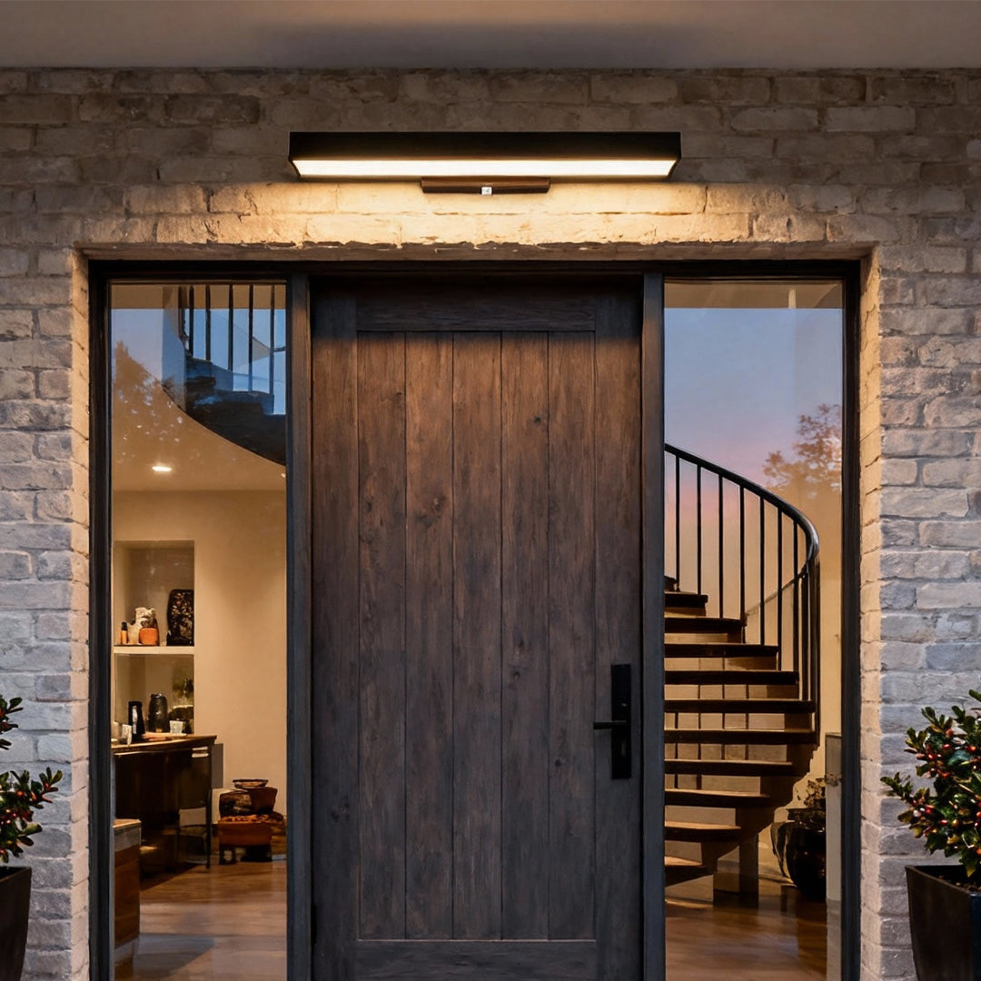 Outdoor Wall Light Modern Black Rectangle LED Motion Sensor Sconce
