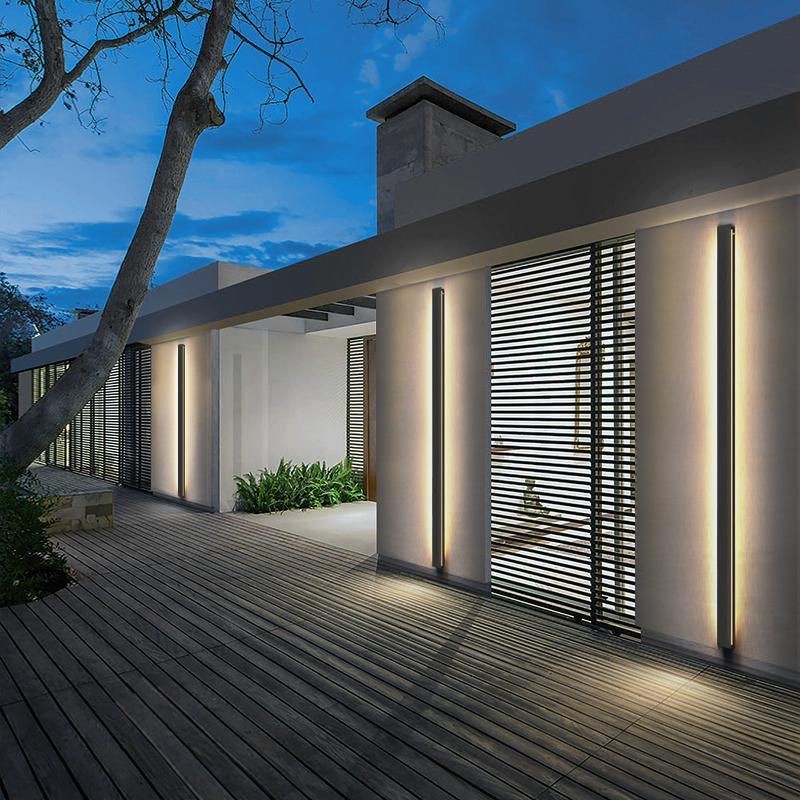 Outdoor Wall Sconce Modern Black Linear LED 40 inch Long Patio Light