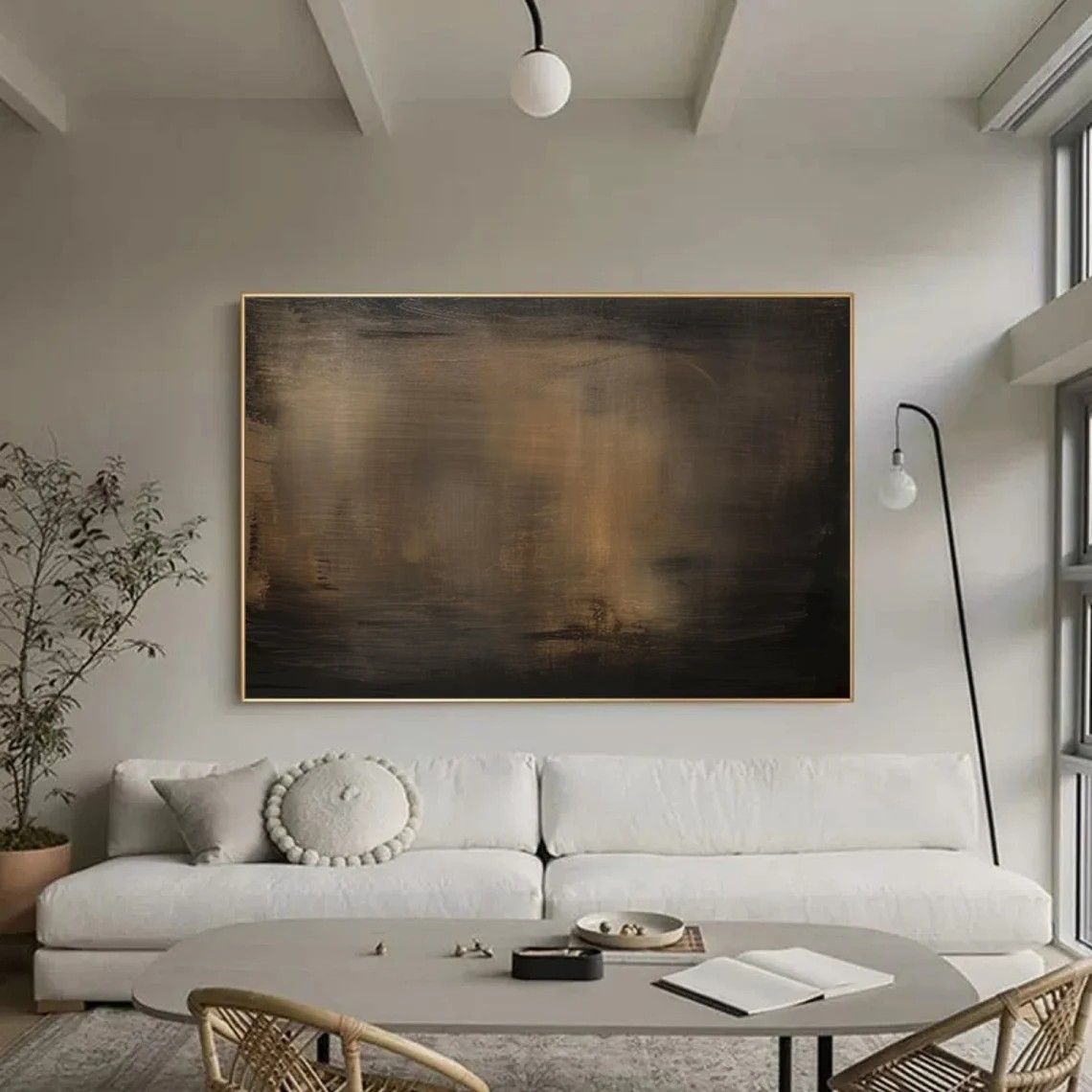 Dark Abstract Canvas — Moody Minimalist Wall Art