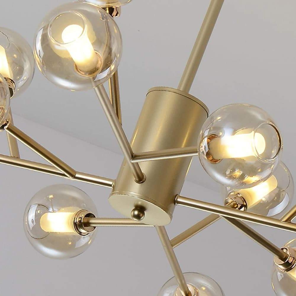 Sputnik Pendant Modern 12-Bulb Glass Island Gold Black Kitchen Light