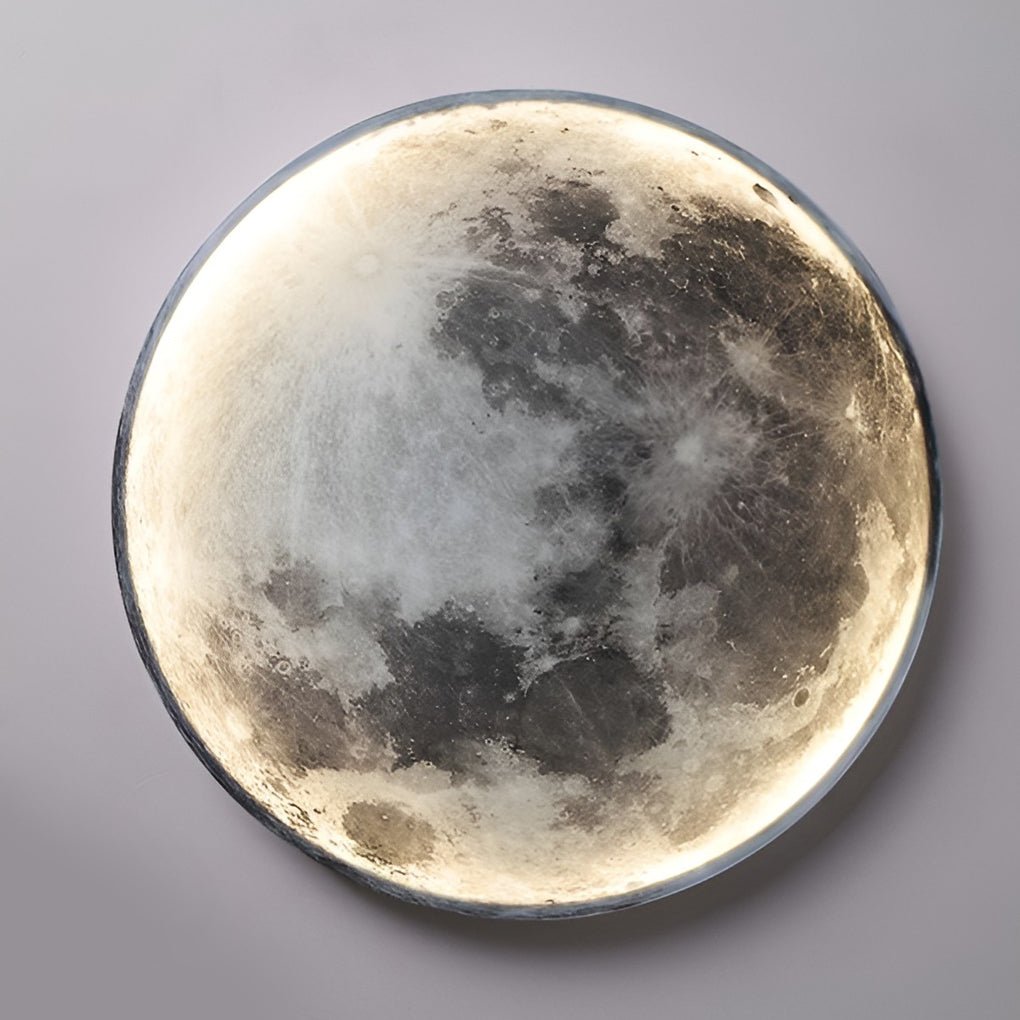 LED Wall Lamp - Round Moon Modern Art Sconce - Dimmable Bedroom Light