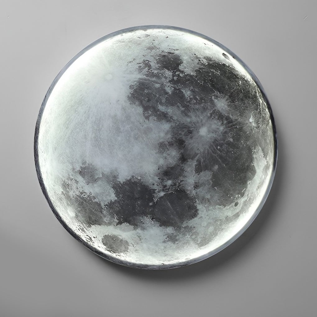 LED Wall Lamp - Round Moon Modern Art Sconce - Dimmable Bedroom Light
