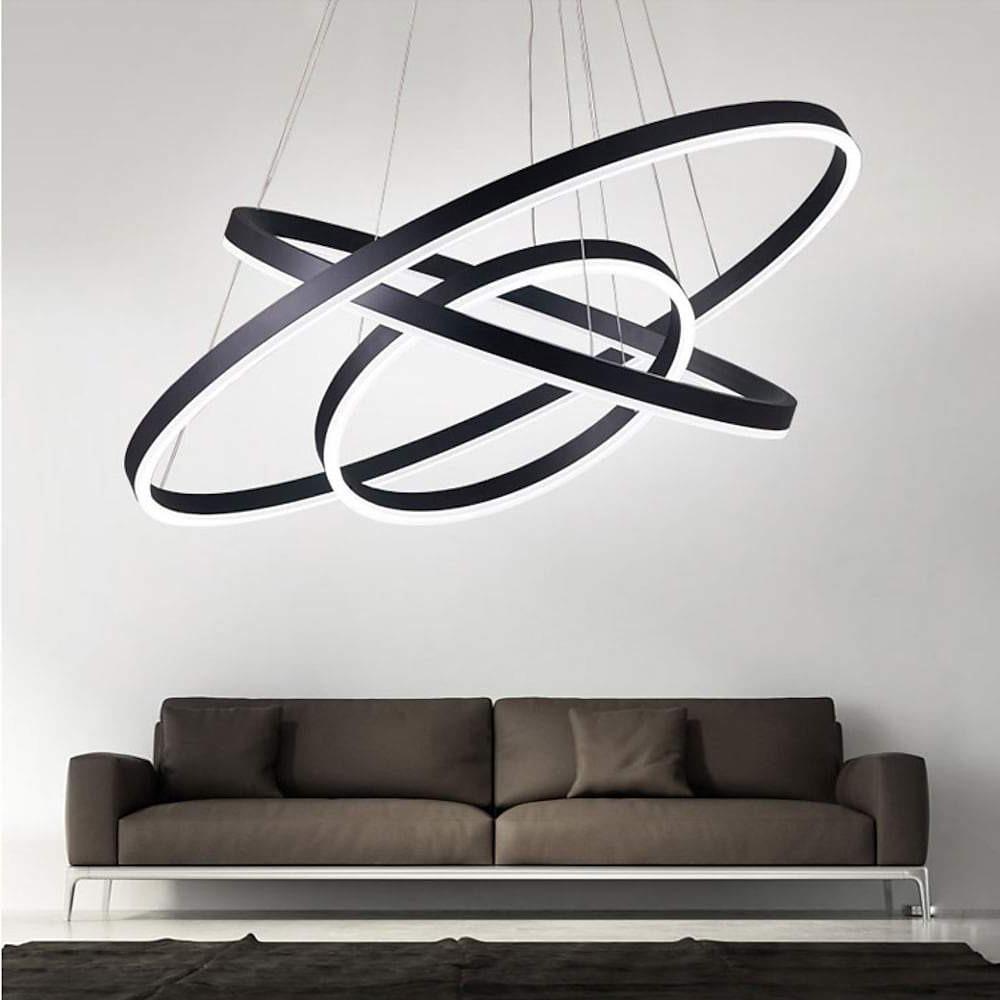 LED Chandelier Modern 3-Ring Trio Pendant Dimmable Bedroom Ceiling