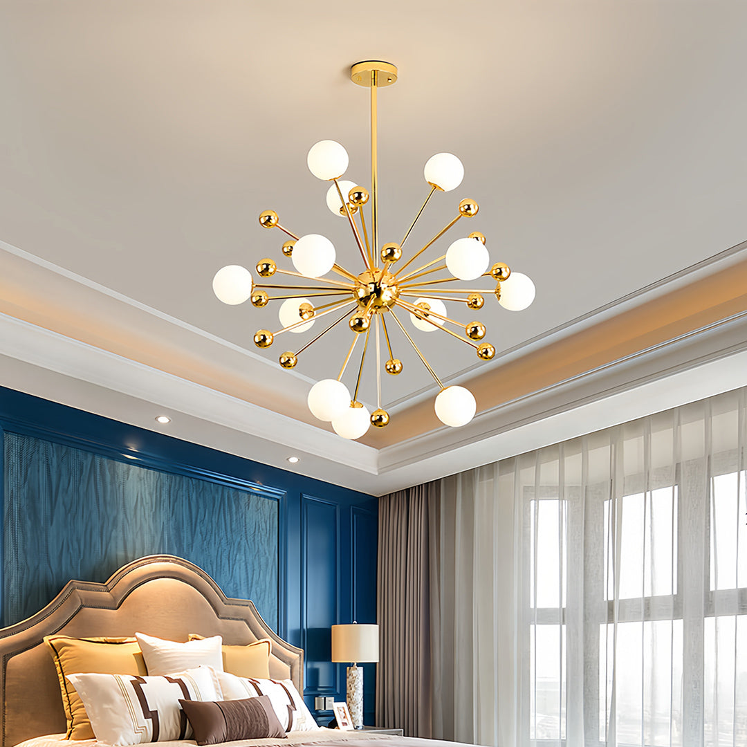 Sputnik Chandelier Modern 12-Light Gold Iron LED Nordic Ceiling Pendant