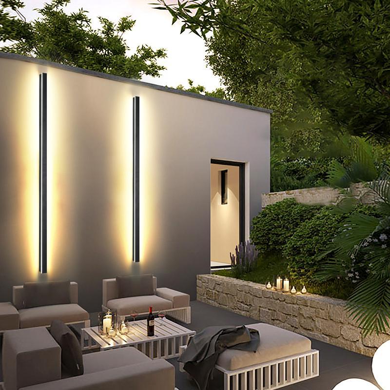 Outdoor Wall Sconce Modern Black Linear LED 40 inch Long Patio Light