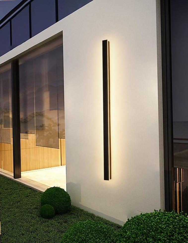 Outdoor Wall Sconce Modern Black Linear LED 40 inch Long Patio Light