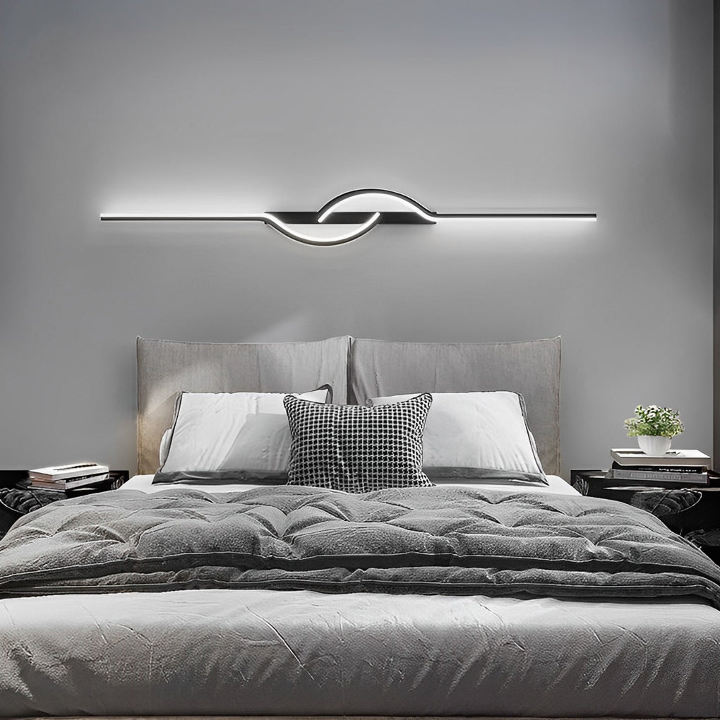 LED Wall Sconce - Modern Black Linear Bar Light - Indoor Bedroom Lamp