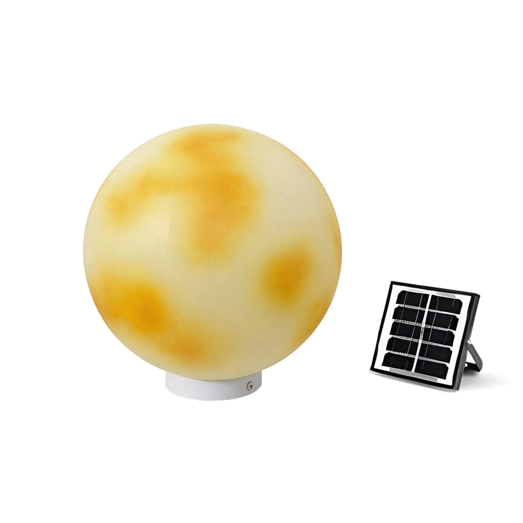 Outdoor Pillar Light - Solar Moon Stone LED - Garden Gate Post Lamp