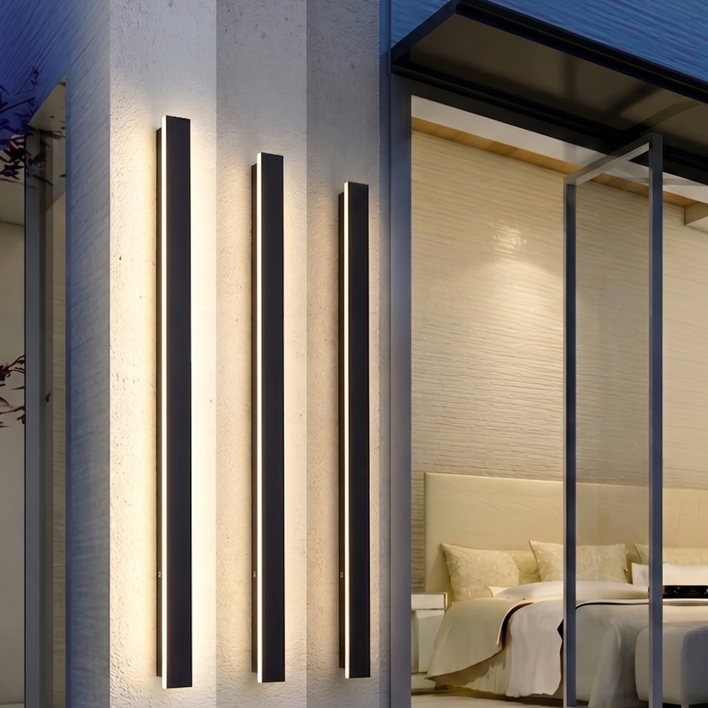 Outdoor Strip Wall Light Black Linear LED Integrated Light
