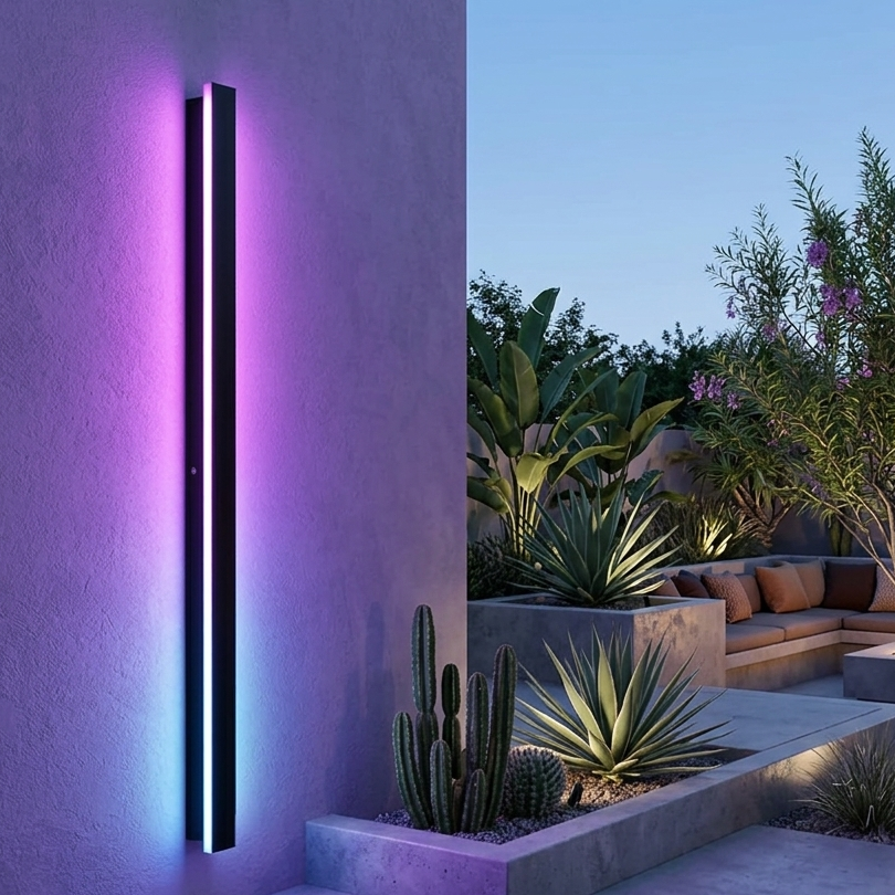 Outdoor Strip Wall Light Black Linear LED Integrated Light