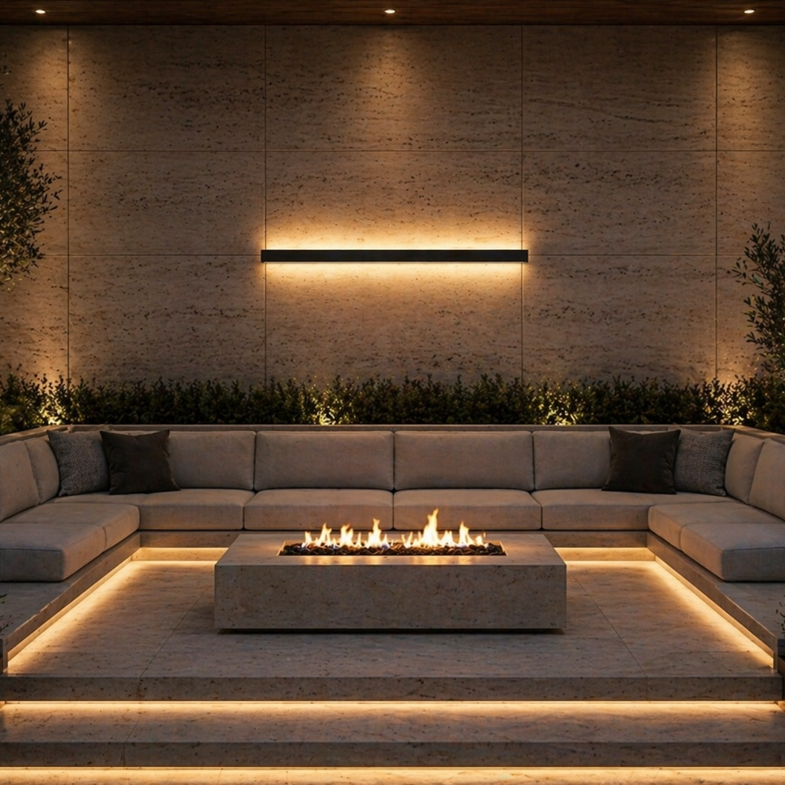 Outdoor Strip Wall Light Black Linear LED Integrated Light