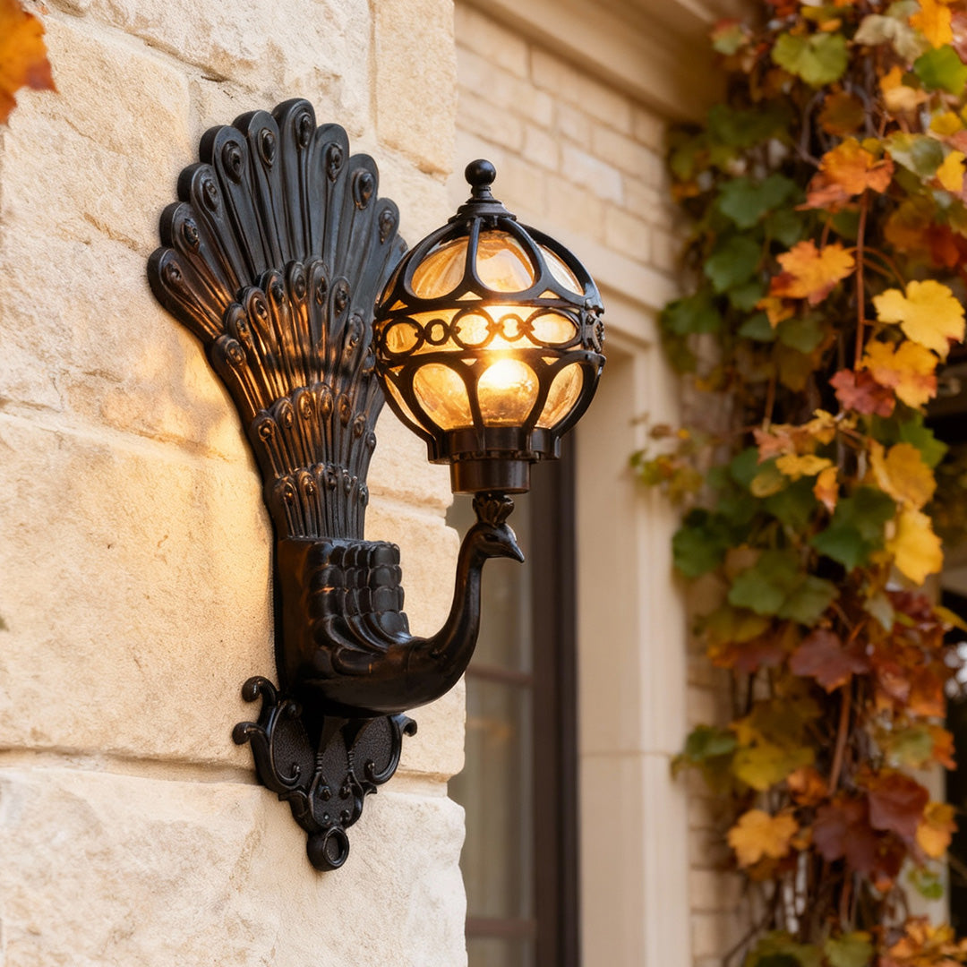 Outdoor Wall Sconce Retro Peacock LED Light Waterproof Patio Lamp
