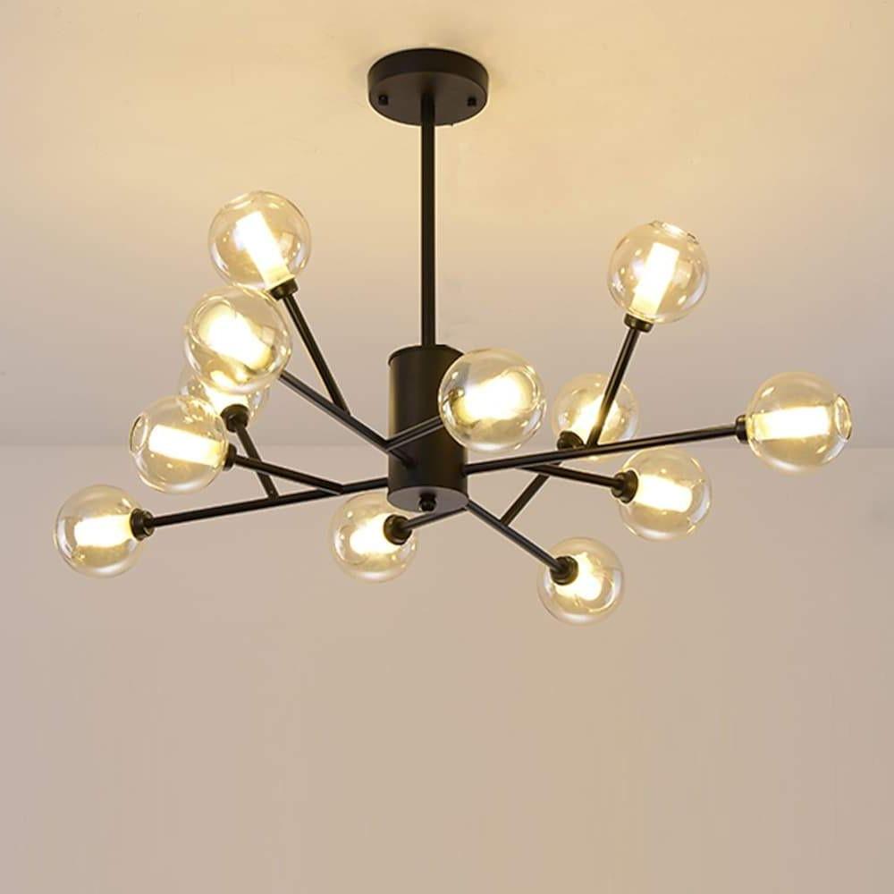 Sputnik Pendant Modern 12-Bulb Glass Island Gold Black Kitchen Light