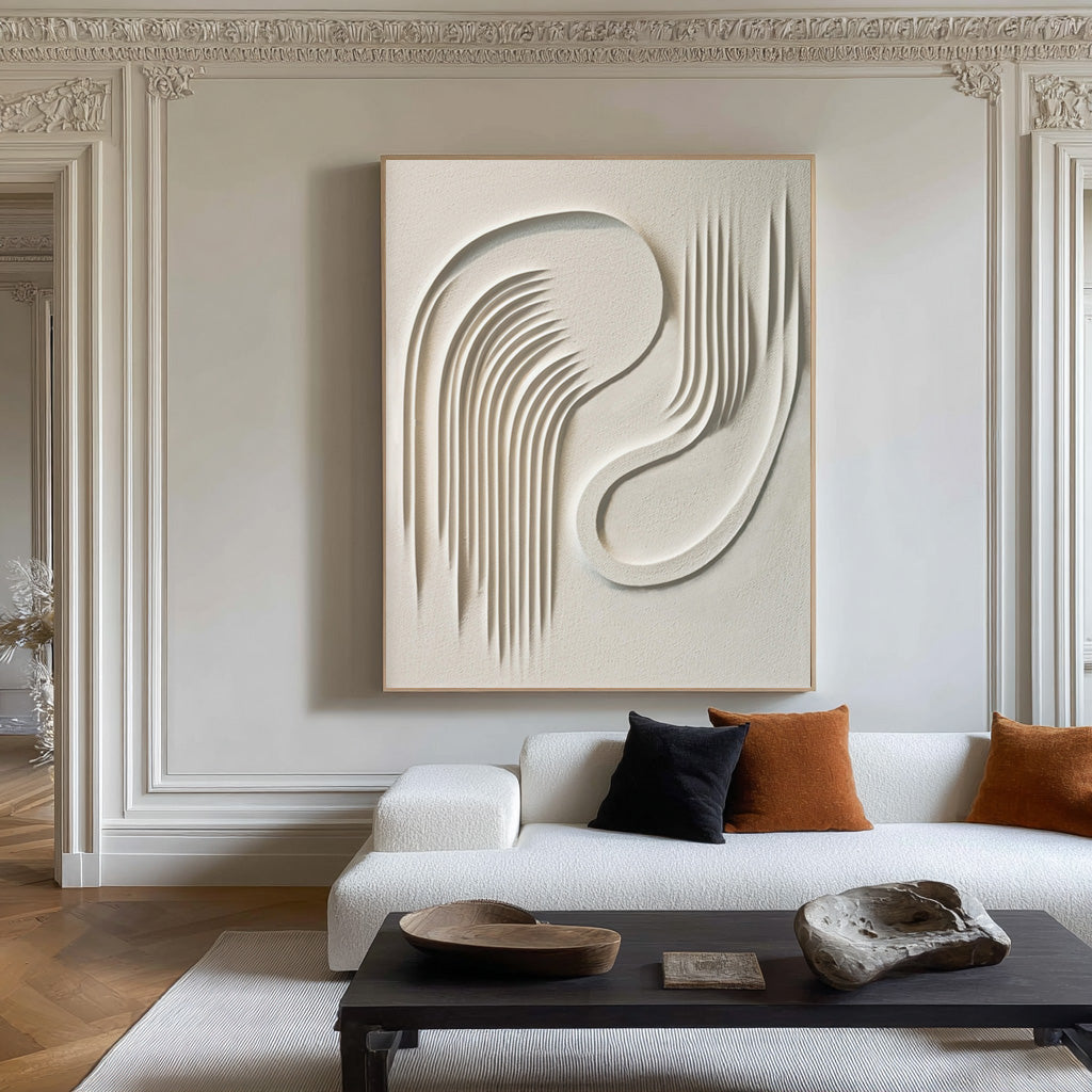 3D Textured Abstract Canvas — Flowing Lines Wall Art