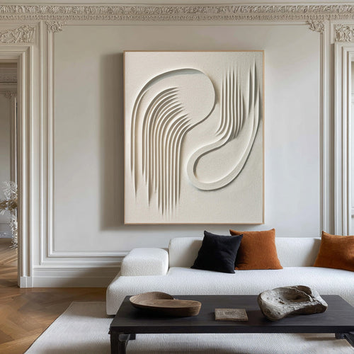 3D Textured Abstract Canvas — Flowing Lines Wall Art