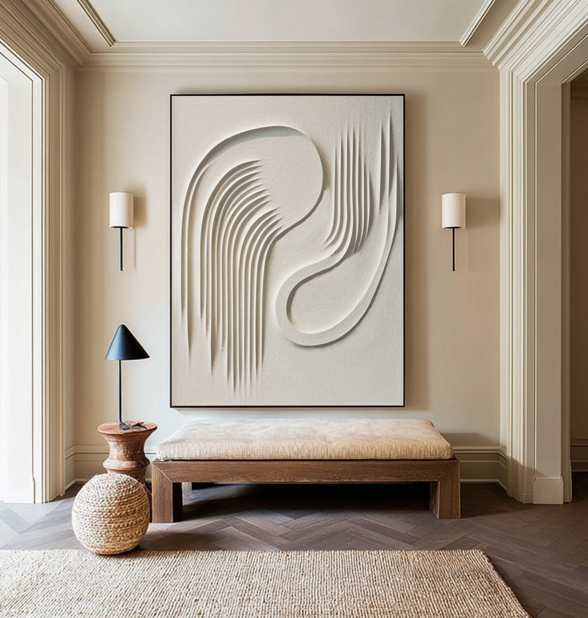 3D Textured Abstract Canvas — Flowing Lines Wall Art