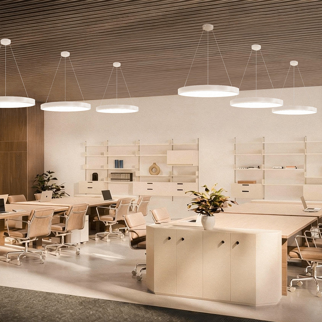 Pendant Light - Modern Minimalist Metal Ring - Office Kitchen Hanging Lamp