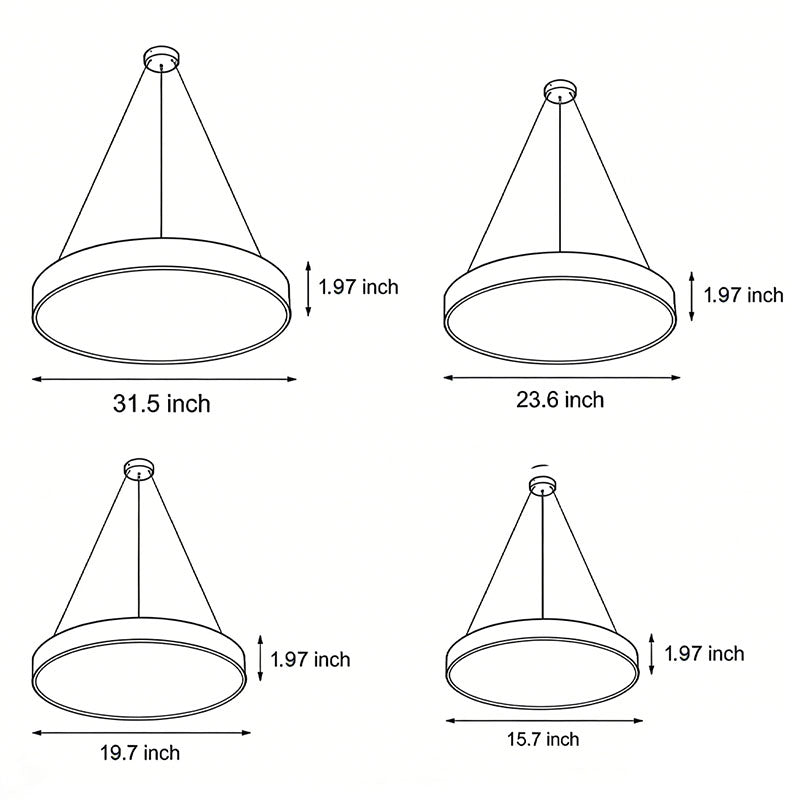 Pendant Light - Modern Minimalist Metal Ring - Office Kitchen Hanging Lamp