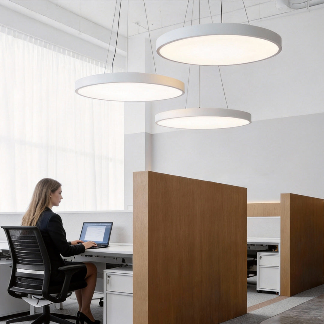 Pendant Light - Modern Minimalist Metal Ring - Office Kitchen Hanging Lamp