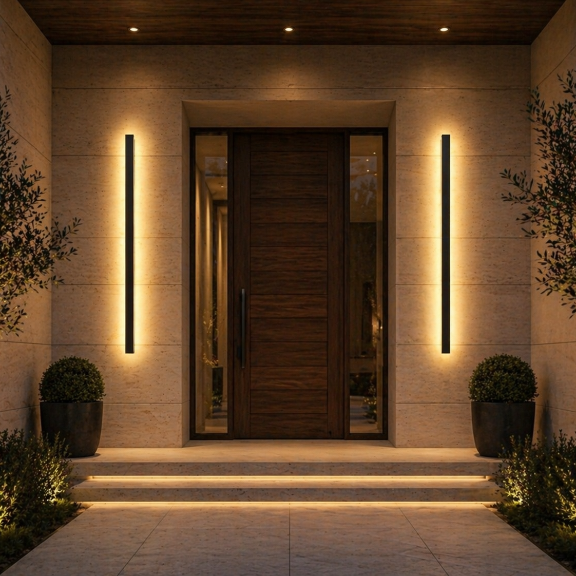 Outdoor Strip Wall Light Black Linear LED Integrated Light