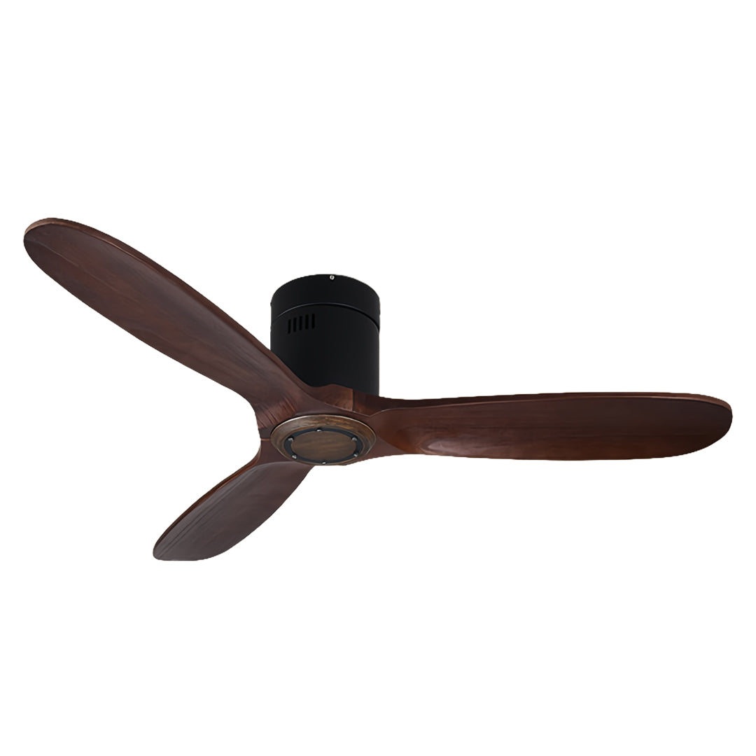 Solid Wood 3-Blade Ceiling Fan with Light & Remote