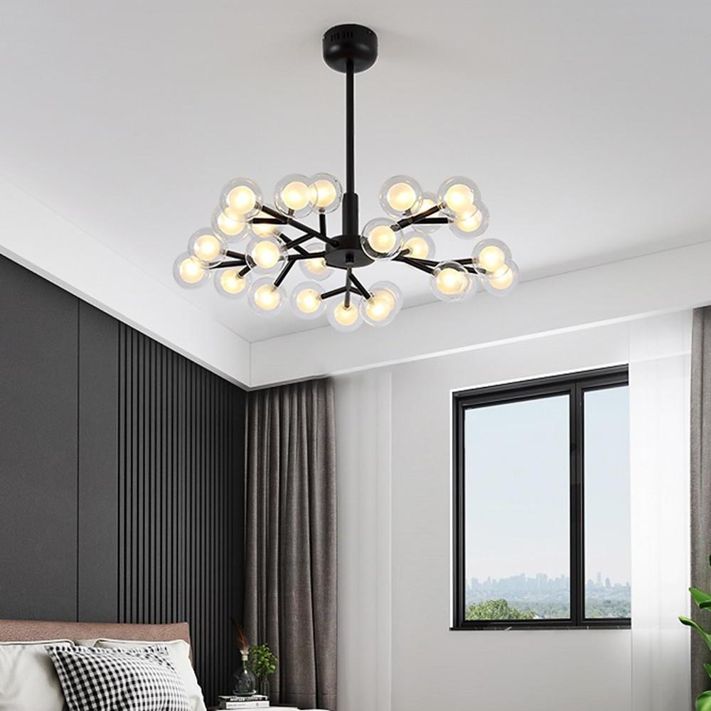 Sputnik Chandelier Modern 25-Light Glass Bubble Gold Black Pendant